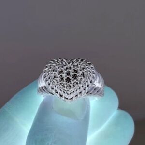 Judith Ripka Sterling Heart Ring Cable CZ Ring Size 7